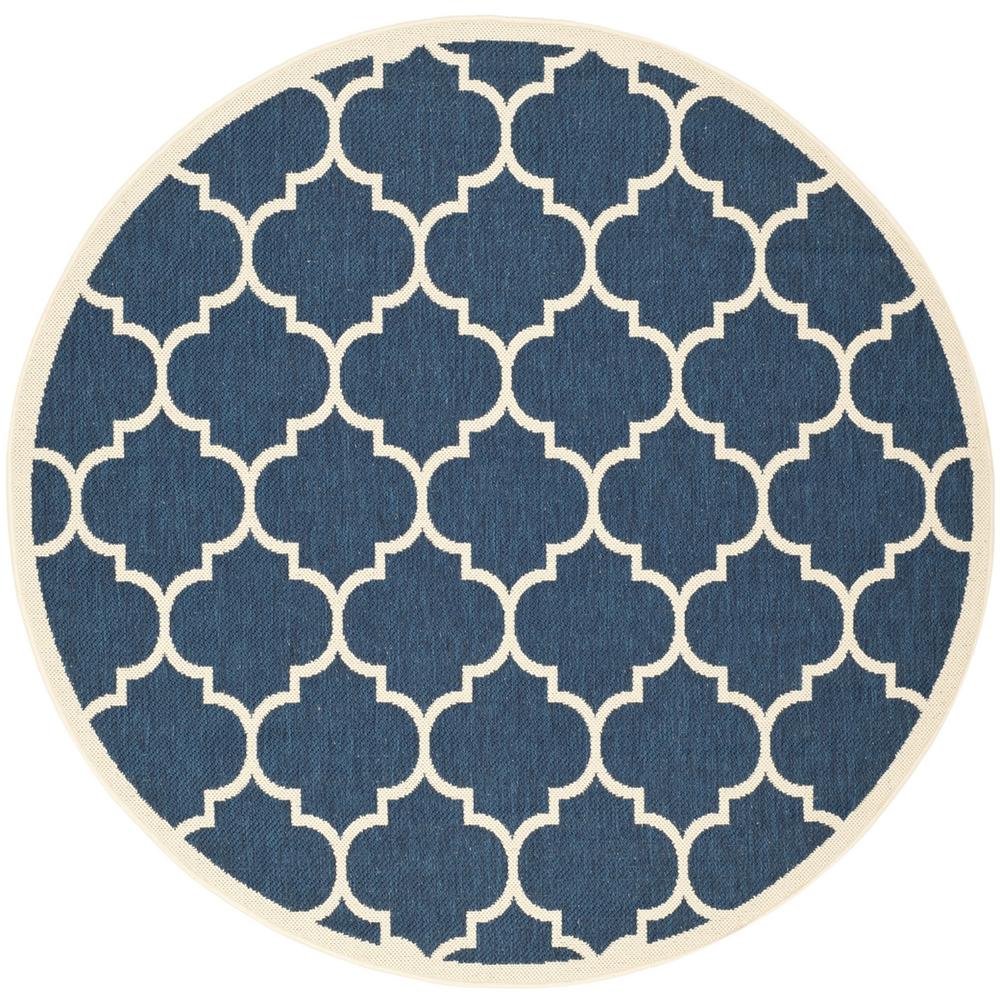 COURTYARD, NAVY / BEIGE, 5'-3" X 5'-3" Round, Area Rug, CY6914-268-5R. Picture 1