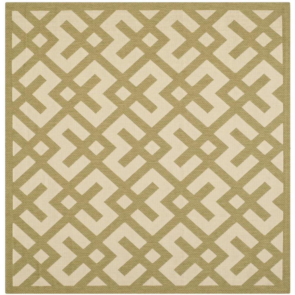 COURTYARD, BEIGE / GREEN, 5'-3" X 5'-3" Square, Area Rug. Picture 1