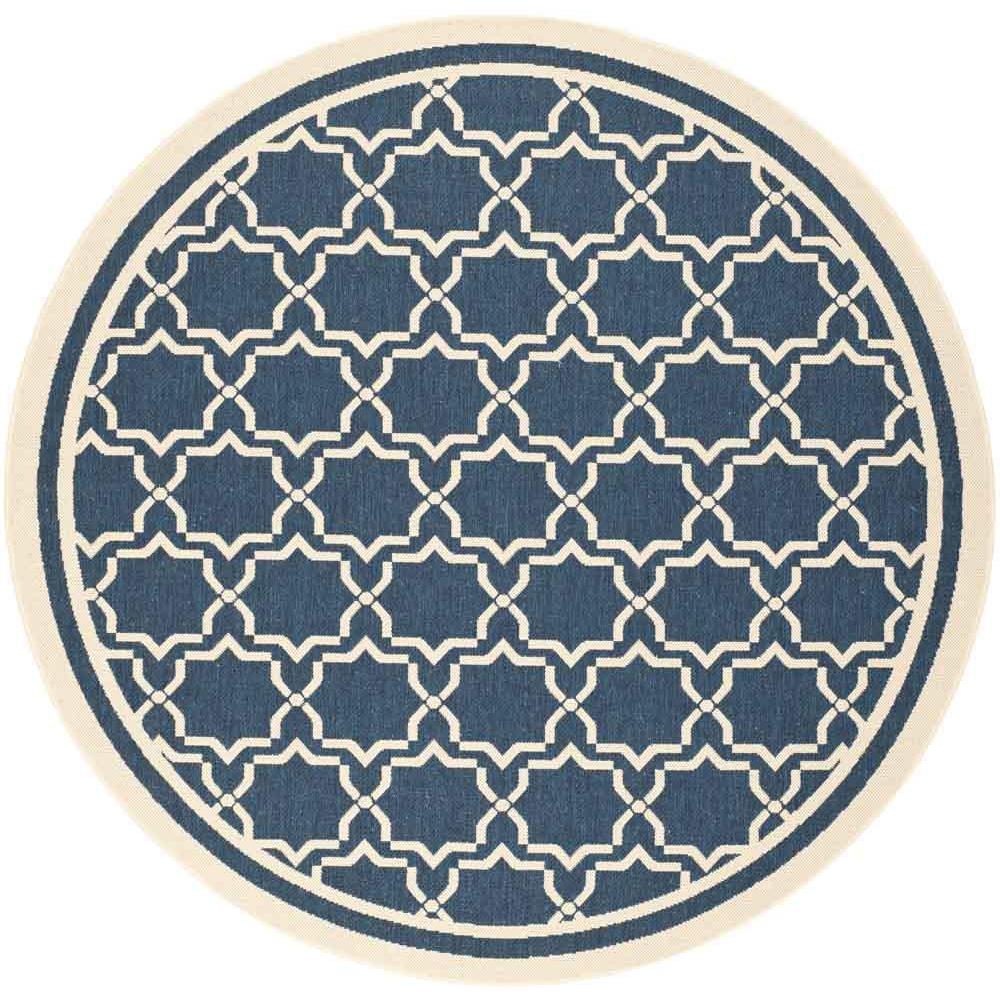 COURTYARD, NAVY / BEIGE, 6'-7" X 6'-7" Round, Area Rug, CY6916-268-7R. Picture 1