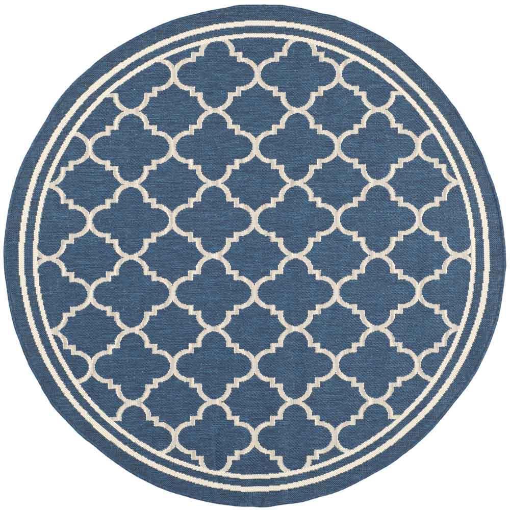 COURTYARD, NAVY / BEIGE, 5'-3" X 5'-3" Round, Area Rug, CY6918-268-5R. Picture 1