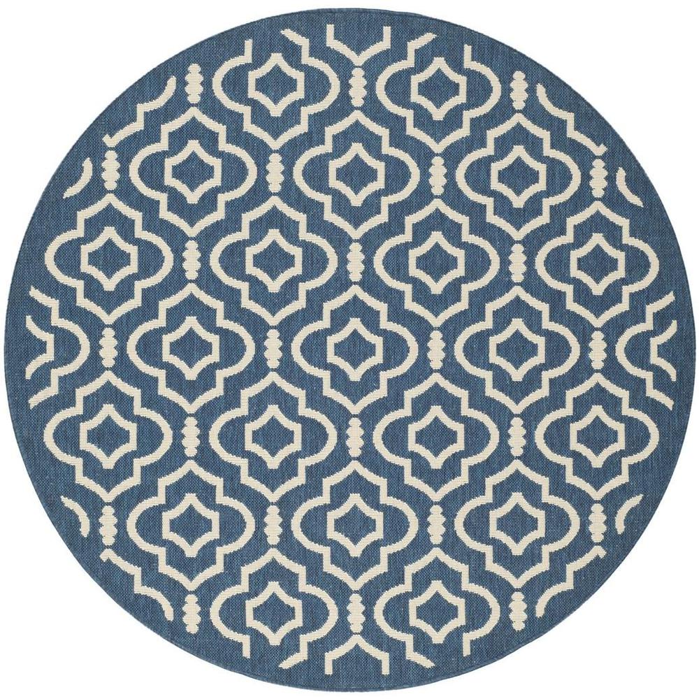 COURTYARD, NAVY / BEIGE, 6'-7" X 6'-7" Round, Area Rug, CY6926-268-7R. Picture 1