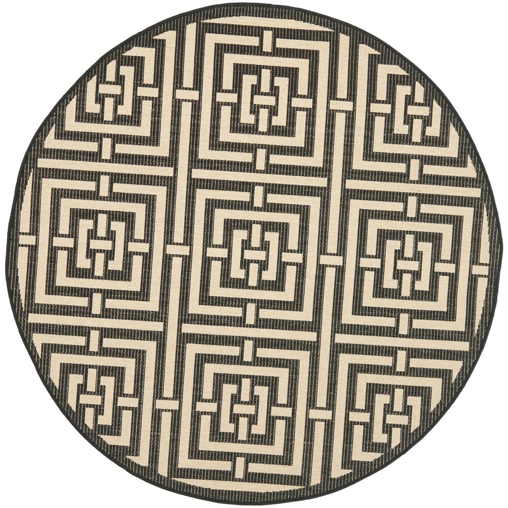COURTYARD, BLACK / BONE, 6'-7" X 6'-7" Round, Area Rug, CY6937-26-7R. Picture 1