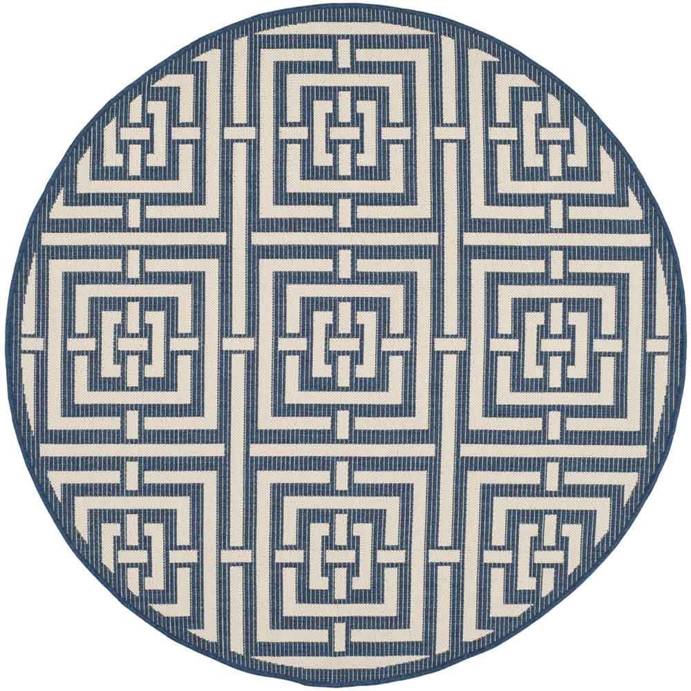 COURTYARD, NAVY / BEIGE, 6'-7" X 6'-7" Round, Area Rug, CY6937-268-7R. Picture 1