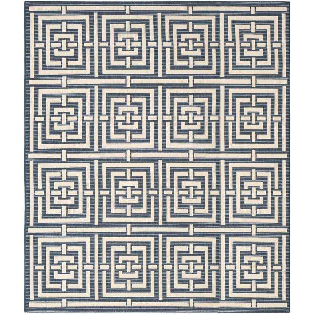 COURTYARD, NAVY / BEIGE, 9' X 12', Area Rug. Picture 1