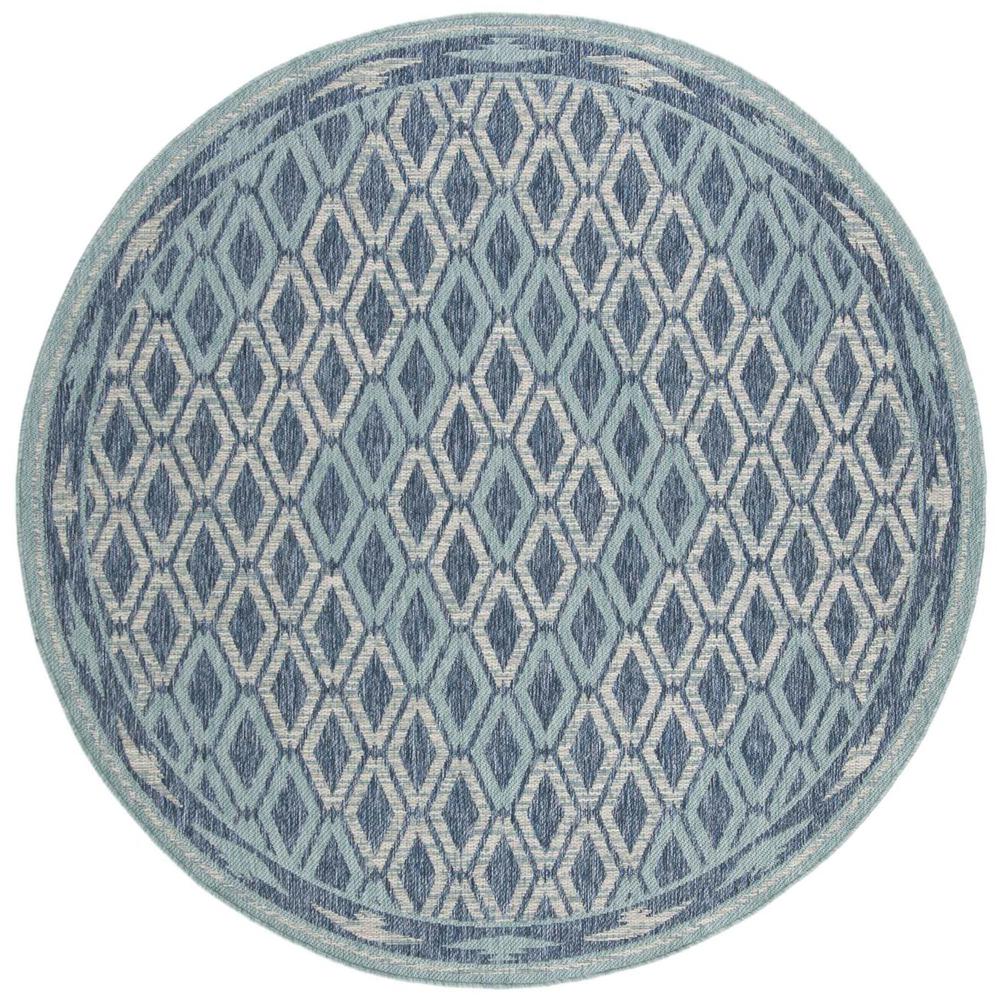 COURTYARD, NAVY / AQUA, 6'-7" X 6'-7" Round, Area Rug. Picture 1