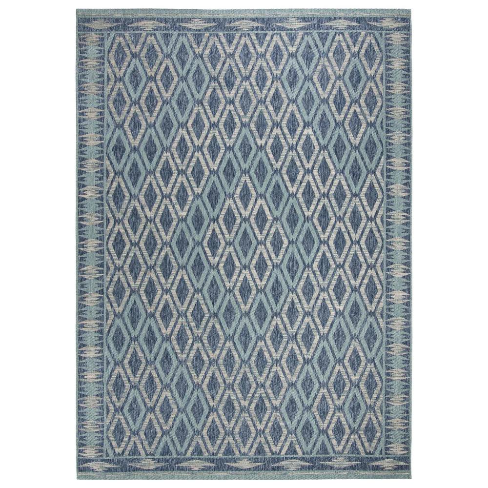 COURTYARD, NAVY / AQUA, 9' X 12', Area Rug. Picture 1