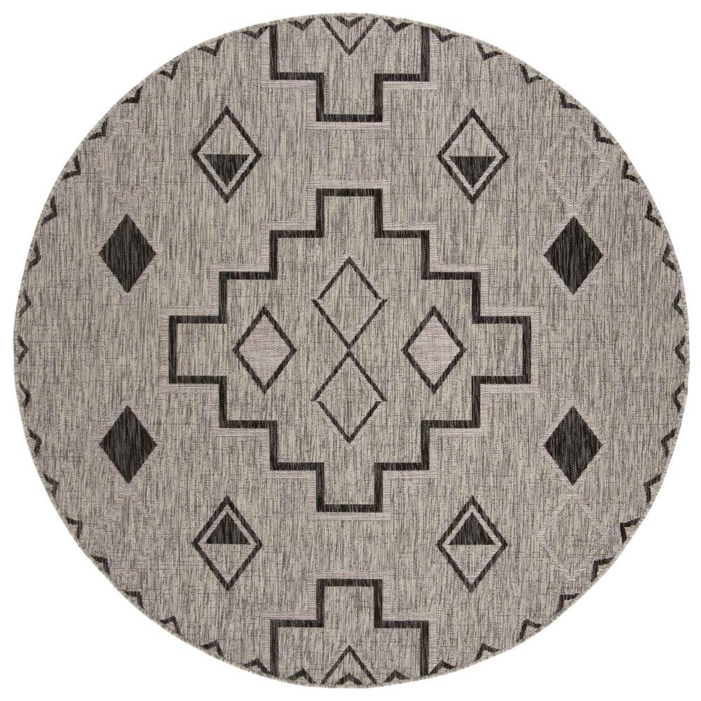 COURTYARD, GREY / BLACK, 6'-7" X 6'-7" Round, Area Rug, CY8533-37612-7R. Picture 1