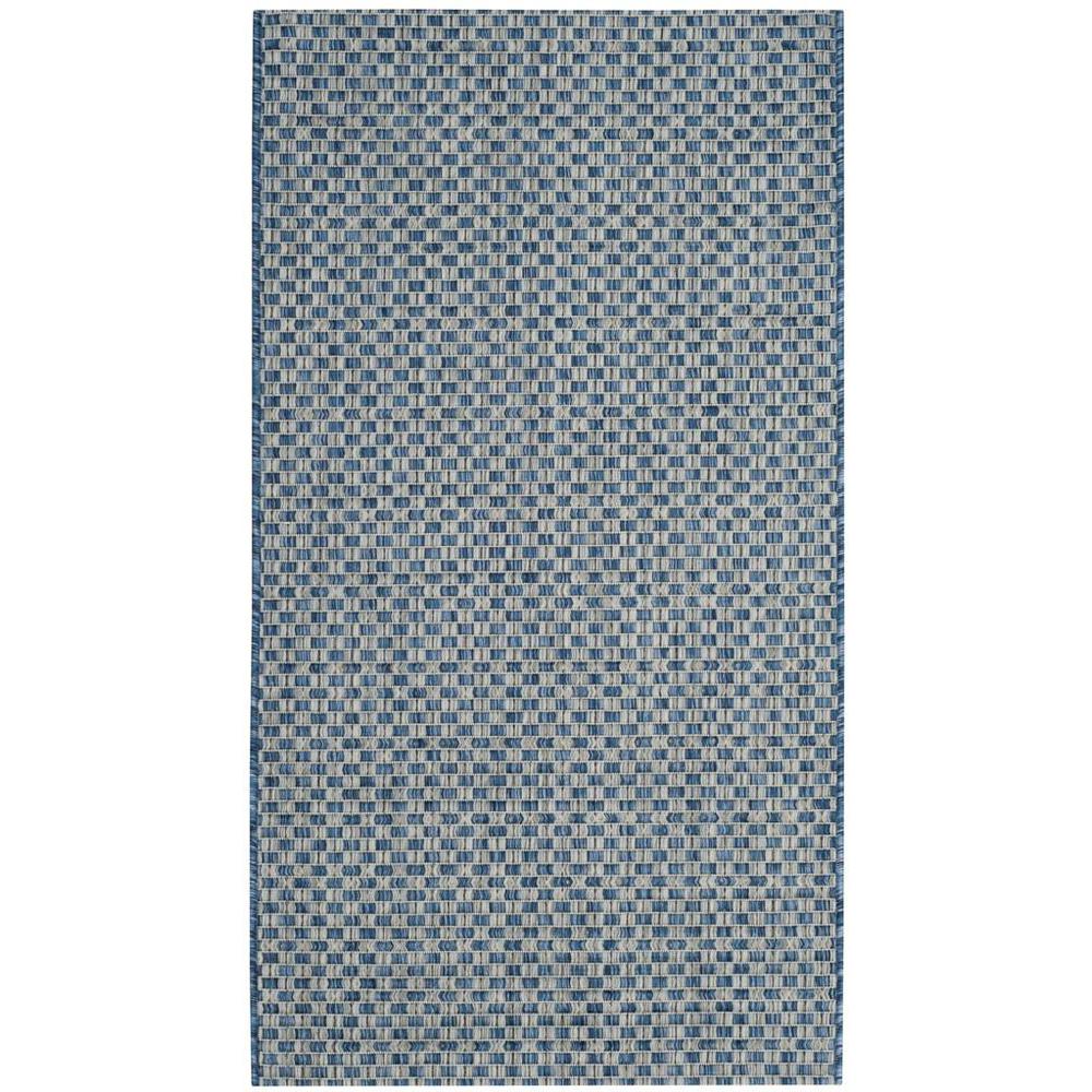 COURTYARD, BLUE / LIGHT GREY, 2'-7" X 5', Area Rug. Picture 1