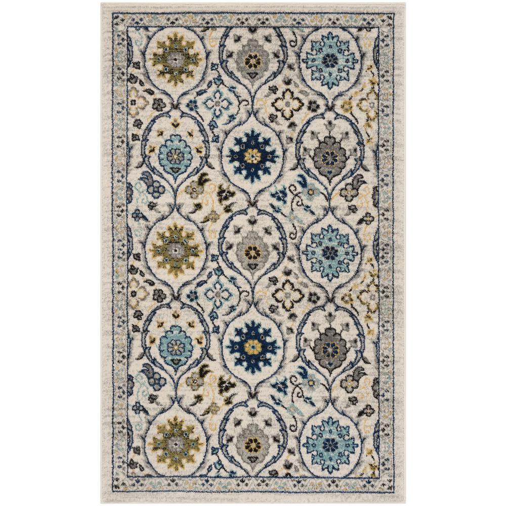 EVOKE, IVORY / BLUE, 3' X 5', Area Rug, EVK210C-3. Picture 1