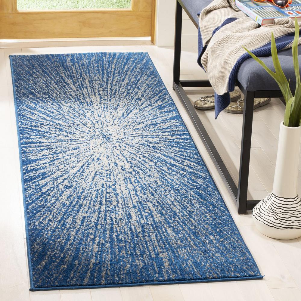 EVOKE, NAVY / IVORY, 2'-2" X 7', Area Rug, EVK228N-27. Picture 1