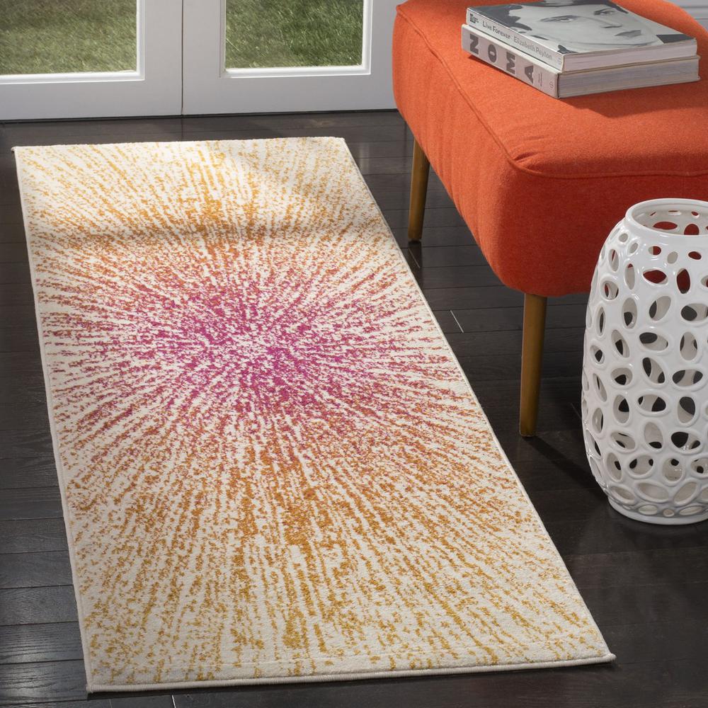 EVOKE, FUCHSIA / CREAM, 2'-2" X 7', Area Rug. Picture 1