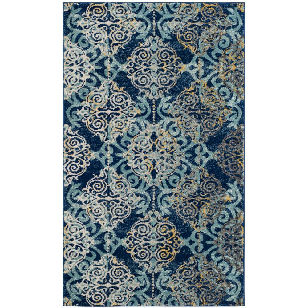 EVOKE, ROYAL / LIGHT BLUE, 3' X 5', Area Rug. Picture 1