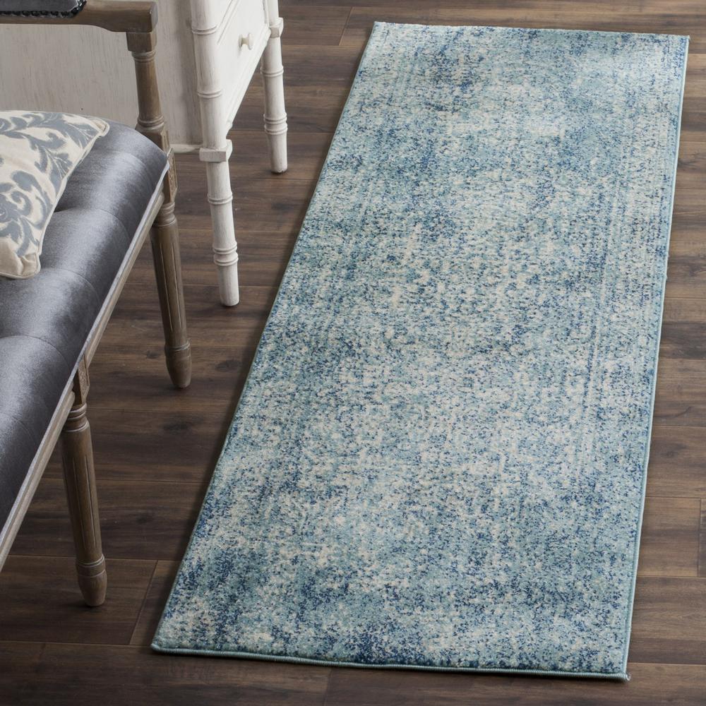 EVOKE, BLUE / IVORY, 2'-2" X 13', Area Rug. Picture 1