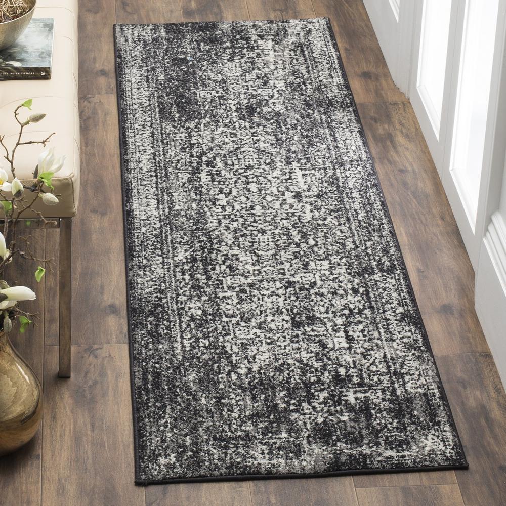 EVOKE, BLACK / GREY, 2'-2" X 13', Area Rug. Picture 1