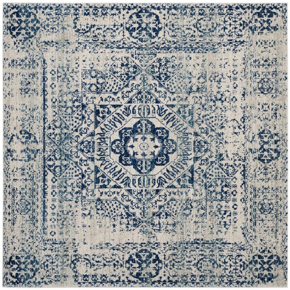 EVOKE, IVORY / BLUE, 6'-7" X 6'-7" Square, Area Rug, EVK260C-7SQ. Picture 1