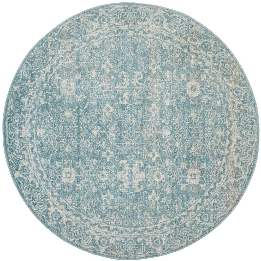 EVOKE, LIGHT BLUE / IVORY, 5'-1" X 5'-1" Round, Area Rug, EVK270D-5R. Picture 1