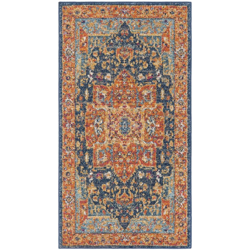 EVOKE, BLUE / ORANGE, 2'-2" X 5', Area Rug. Picture 1