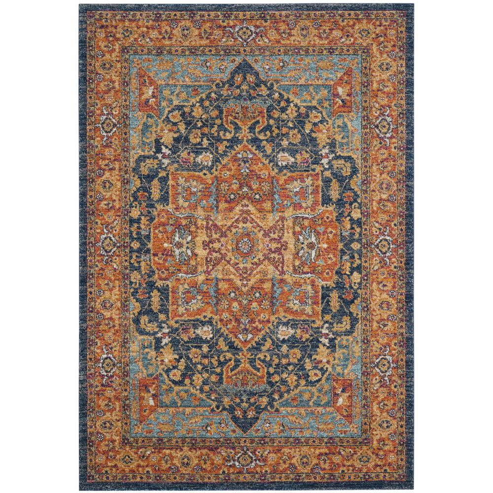 EVOKE, BLUE / ORANGE, 4' X 6', Area Rug, EVK275C-4. Picture 1