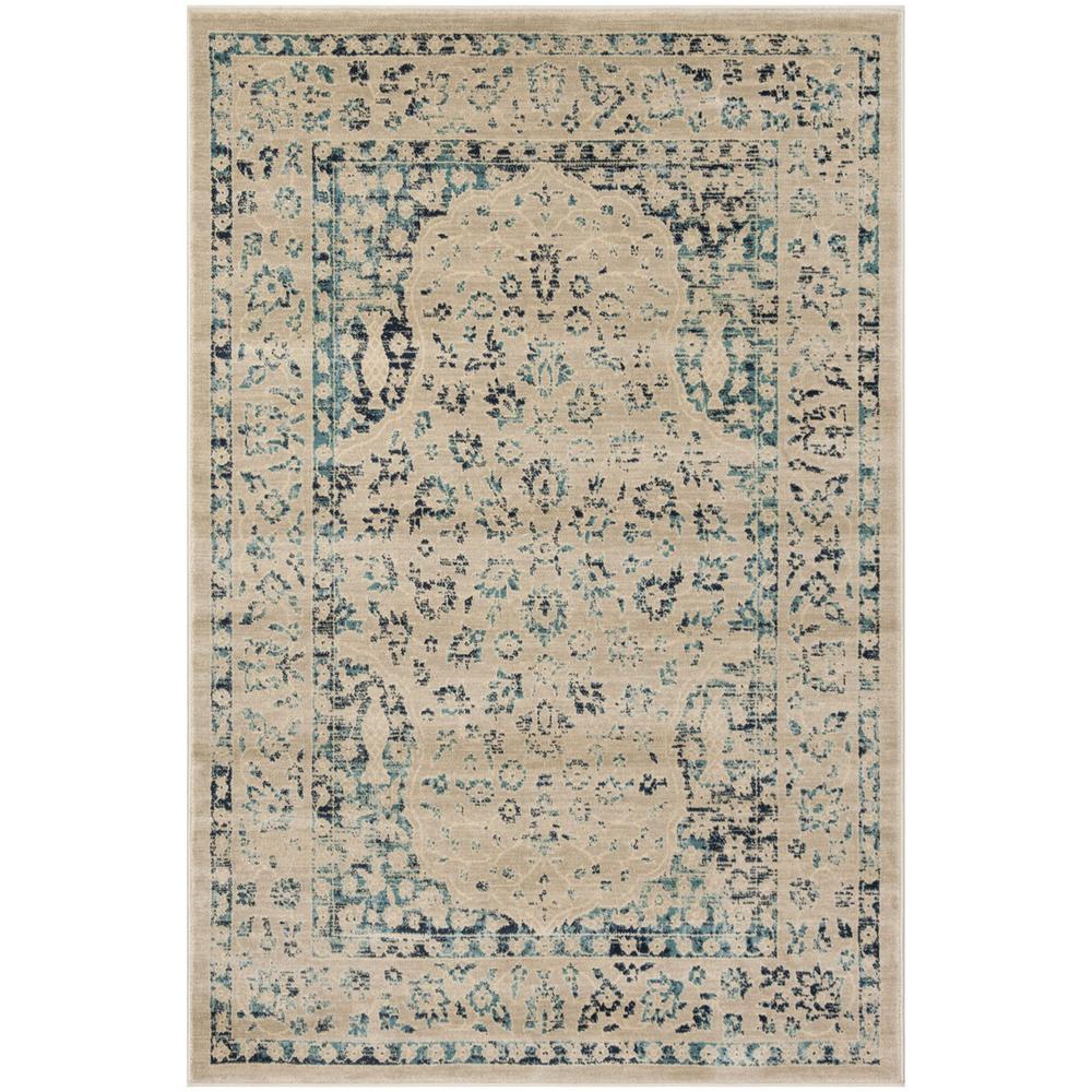 EVOKE, BEIGE / TURQUOISE, 4' X 6', Area Rug, EVK508F-4. Picture 1