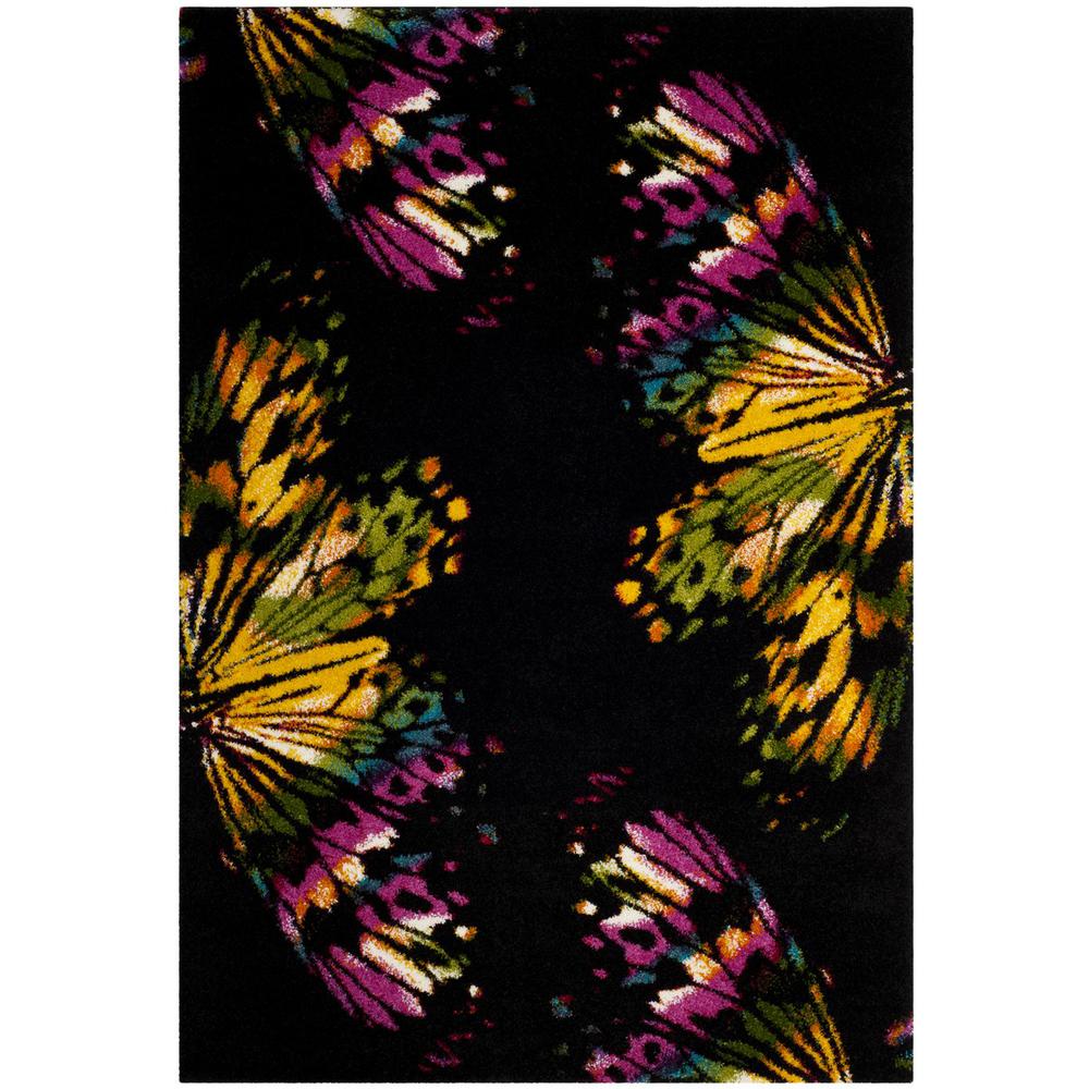 FIESTA SHAG, BLACK / YELLOW, 4' X 6', Area Rug. Picture 1