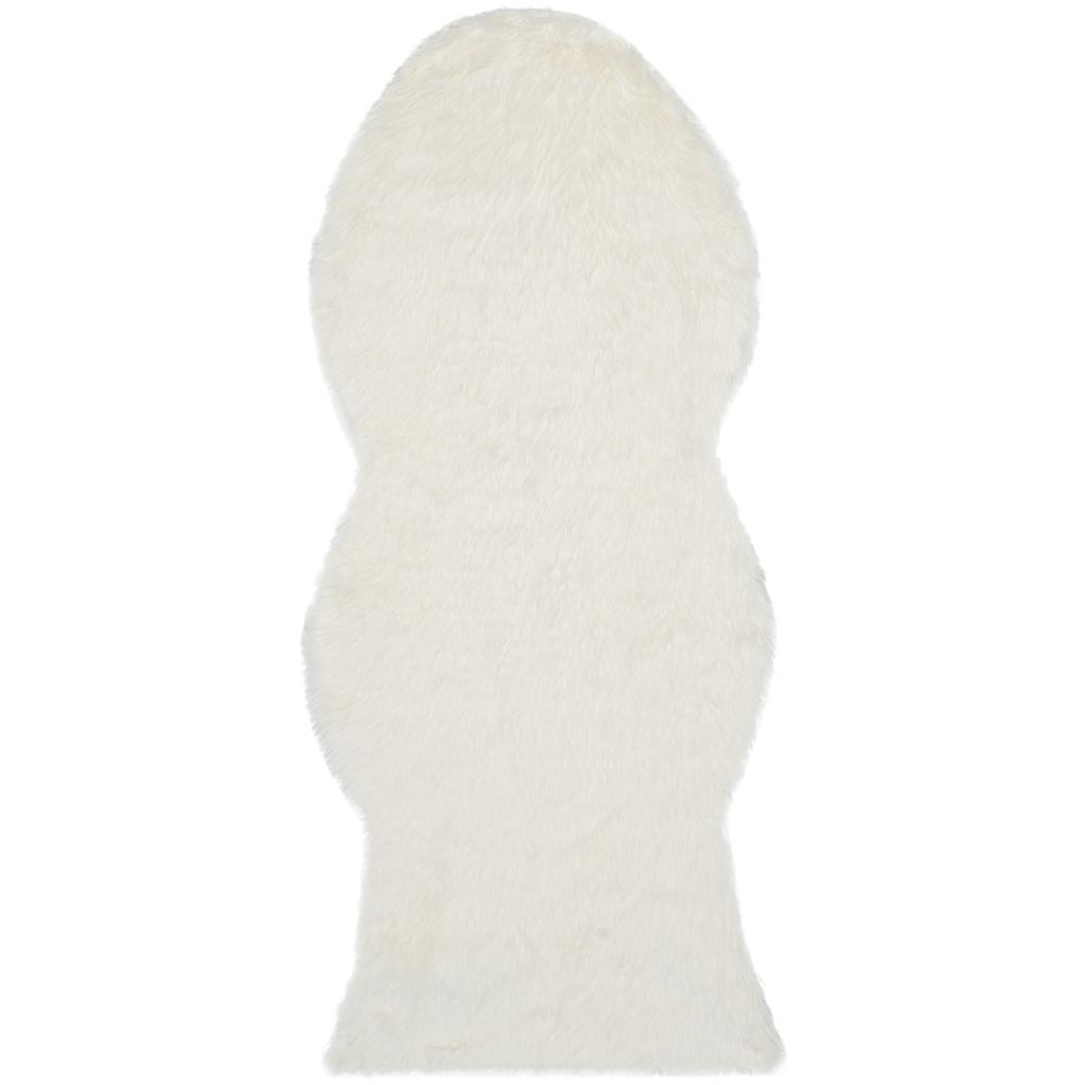FAUX SHEEP SKIN, IVORY, 2'-6" X 12', Area Rug. Picture 1