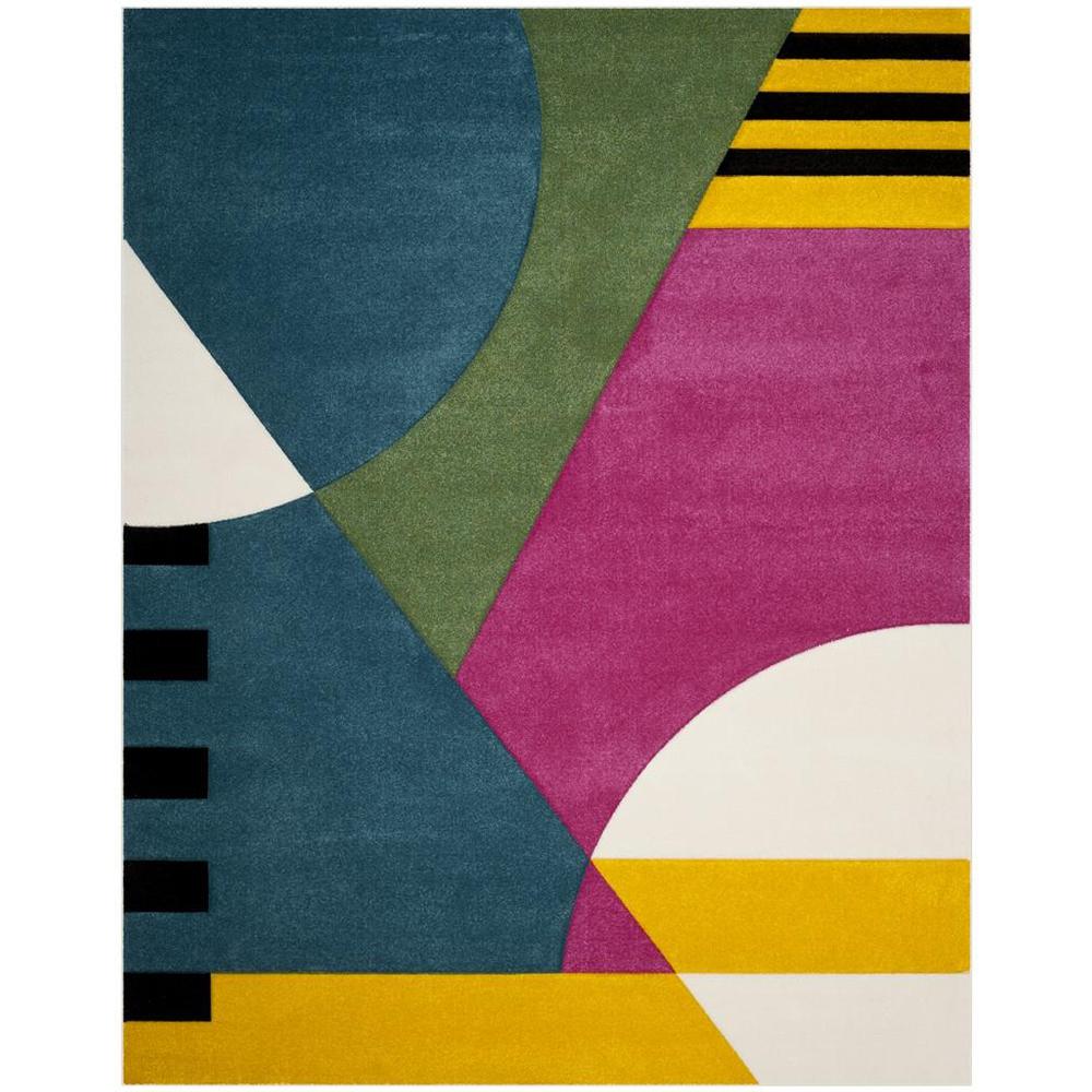 HOLLYWOOD, PEACOCK BLUE / FUCHSIA, 9' X 12', Area Rug. Picture 1