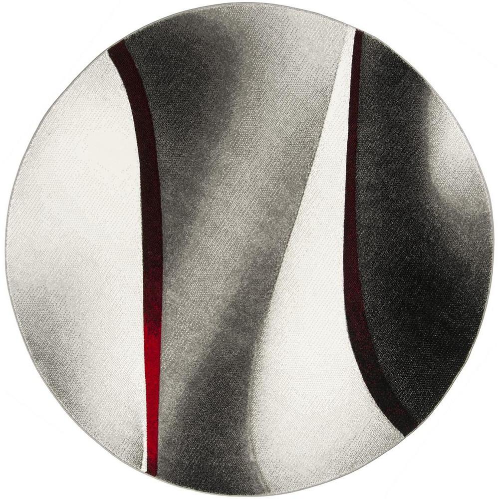 HOLLYWOOD, GREY / RED, 6'-7" X 6'-7" Round, Area Rug. Picture 1