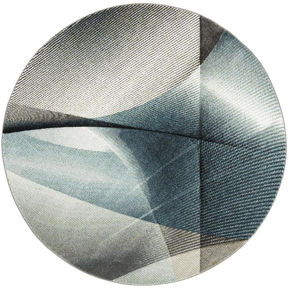 HOLLYWOOD, GREY / TEAL, 6'-7" X 6'-7" Round, Area Rug, HLW715D-7R. Picture 1