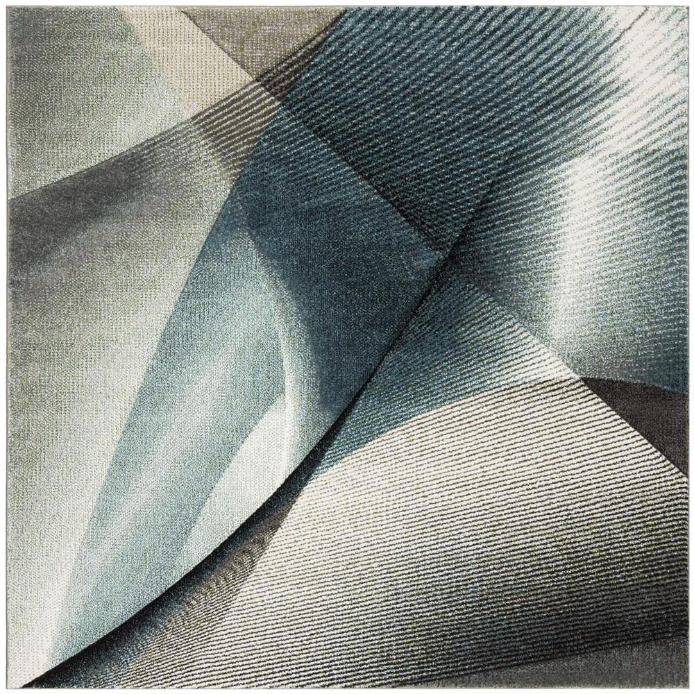 HOLLYWOOD, GREY / TEAL, 6'-7" X 6'-7" Square, Area Rug, HLW715D-7SQ. Picture 1