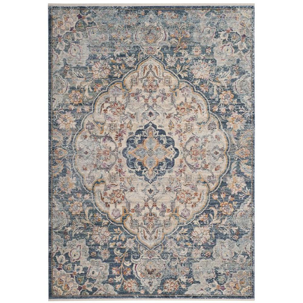 ILLUSION, CREAM / BLUE, 4' X 4' Square, Area Rug. Picture 1