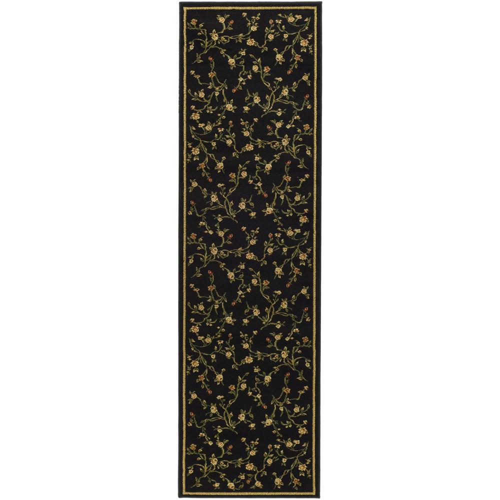 LYNDHURST, Black / Green, 2'-3" X 8', Area Rug. Picture 1