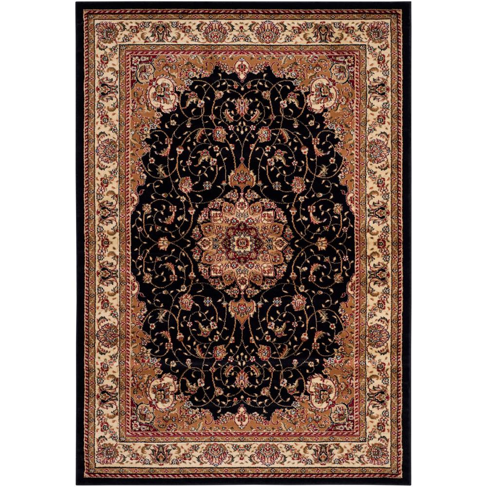 LYNDHURST, BLACK / IVORY, 5'-3" X 7'-6", Area Rug, LNH329A-5. Picture 1