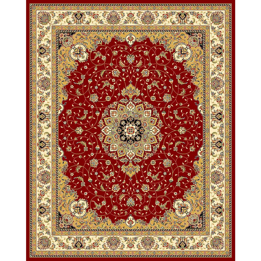 LYNDHURST, RED / IVORY, 7'-9" X 9'-9", Area Rug. Picture 1