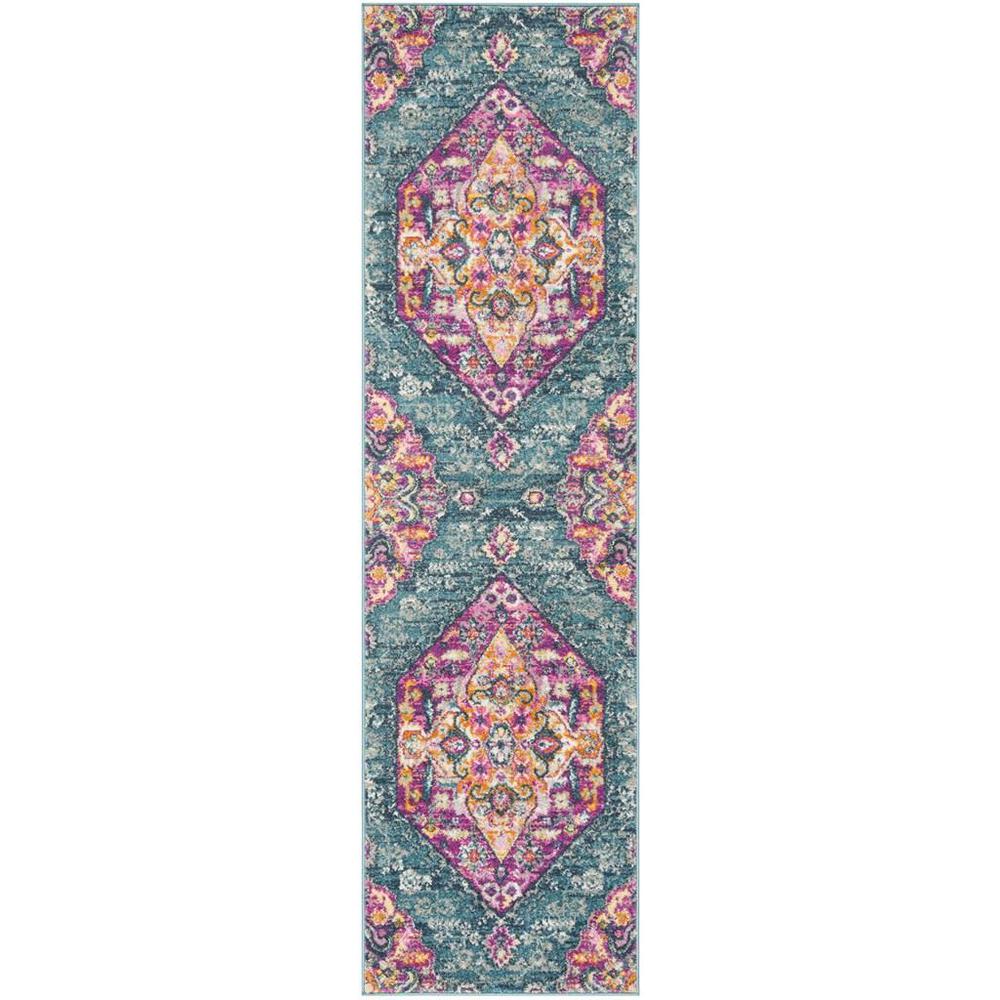 MADISON, BLUE / FUCHSIA, 2'-3" X 12', Area Rug, MAD119C-212. Picture 1