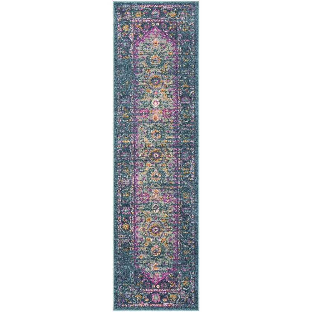 MADISON, BLUE / FUCHSIA, 2'-3" X 12', Area Rug, MAD122C-212. Picture 1