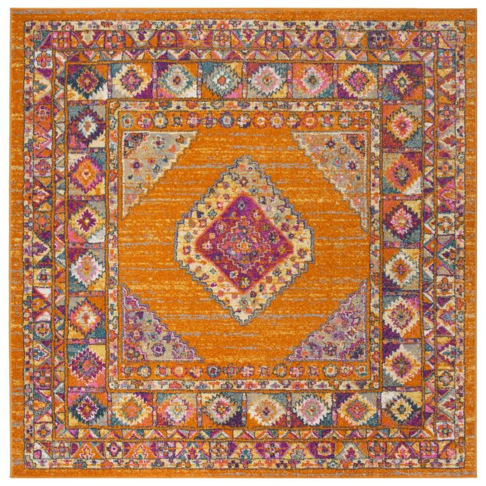 MADISON, ORANGE / FUCHSIA, 6'-7" X 6'-7" Square, Area Rug. Picture 1