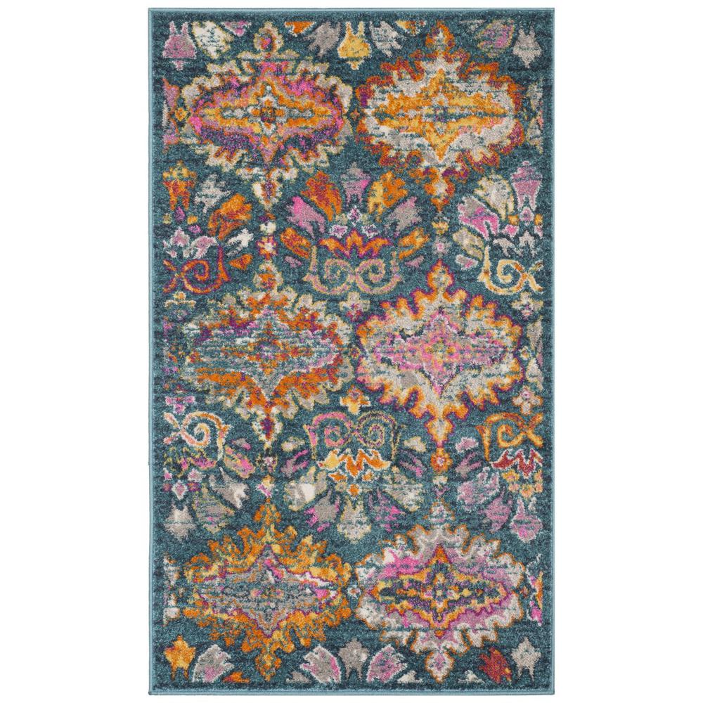 MADISON, BLUE / ORANGE, 3' X 5', Area Rug, MAD144A-3. Picture 1