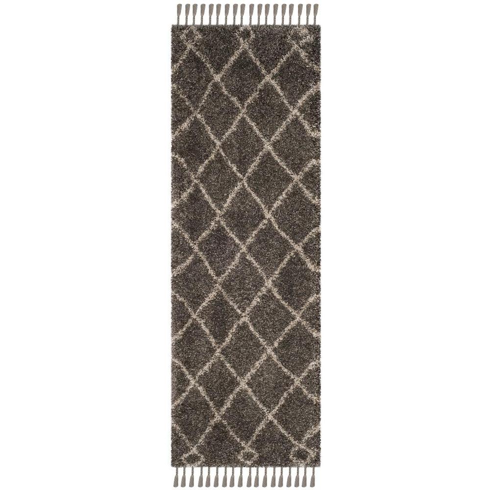MOROCCAN FRINGE SHAG 200, GREY / CREAM, 2'-3" X 9', Area Rug. Picture 1