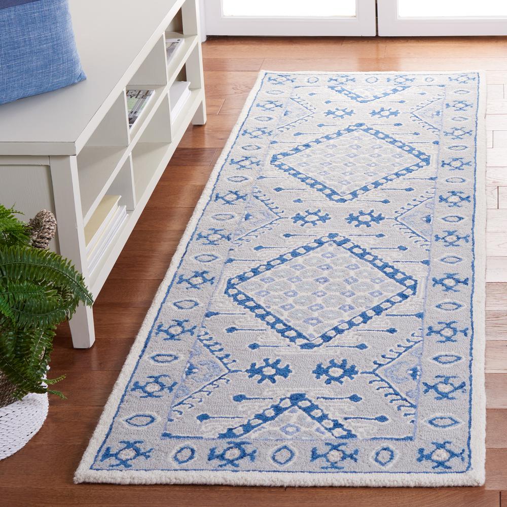 MICRO-LOOP, LIGHT GREY / BLUE, 2'-3" X 7', Area Rug. Picture 2