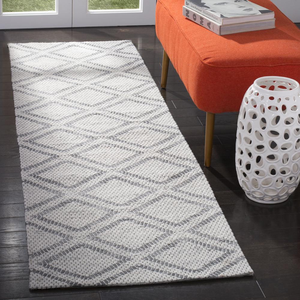MICRO-LOOP, SILVER / DARK GREY, 2'-3" X 7', Area Rug. Picture 2