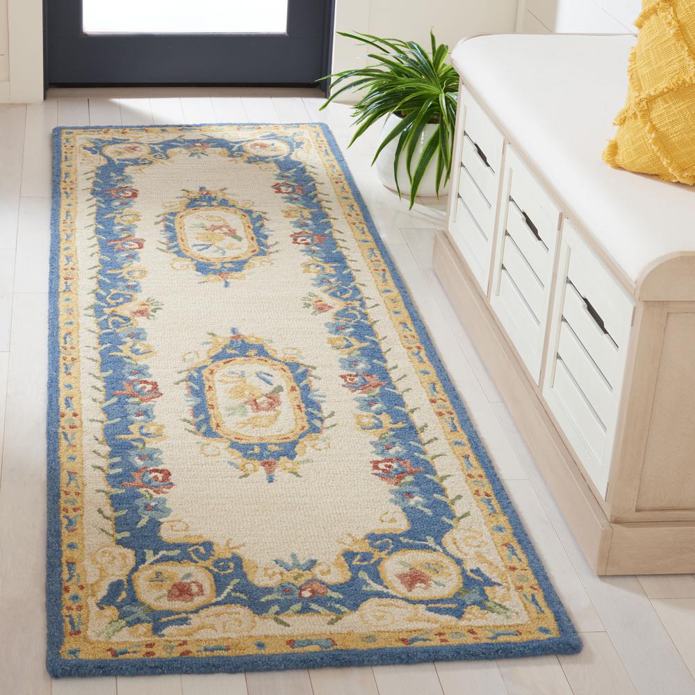 MICRO-LOOP, CREAM / BLUE, 2'-3" X 7', Area Rug. Picture 2