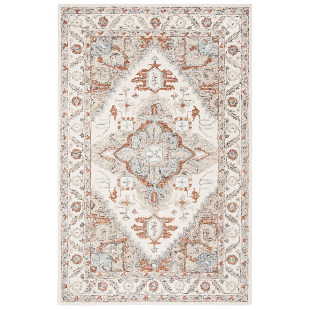 MICRO-LOOP, IVORY / RUST, 5' X 8', Area Rug. Picture 1