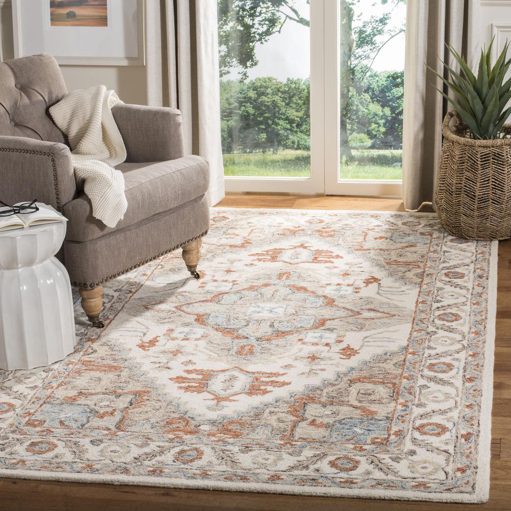 MICRO-LOOP, IVORY / RUST, 5' X 8', Area Rug. Picture 2