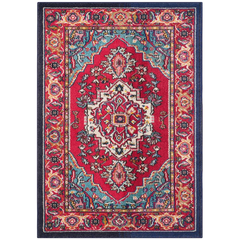 MONACO, RED / TURQUOISE, 4' X 5'-7", Area Rug. Picture 1