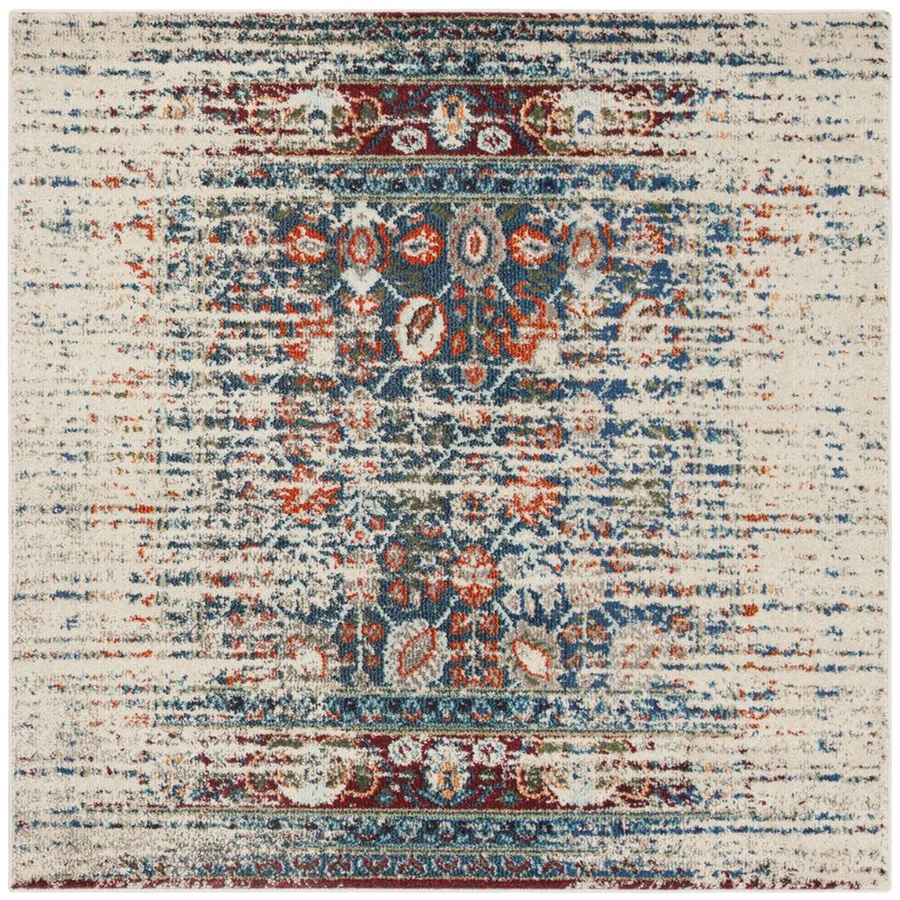MONACO, IVORY / BLUE, 6'-7" X 6'-7" Square, Area Rug. Picture 1