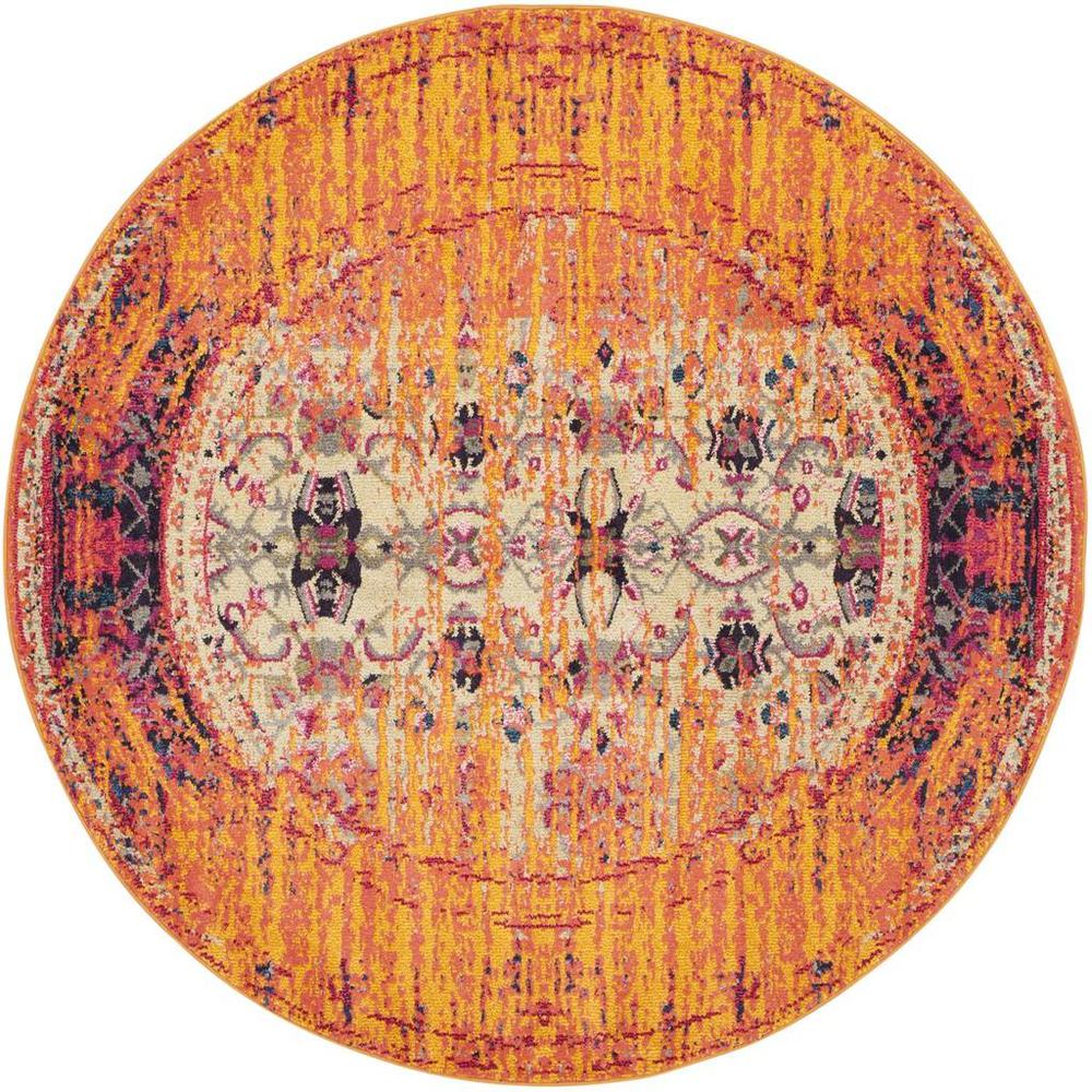MONACO, ORANGE / MULTI, 6'-7" X 6'-7" Round, Area Rug, MNC209H-7R. Picture 1