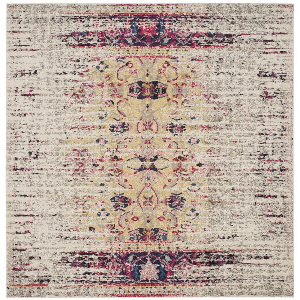 MONACO, IVORY / PINK, 6'-7" X 6'-7" Square, Area Rug, MNC209R-7SQ. Picture 1