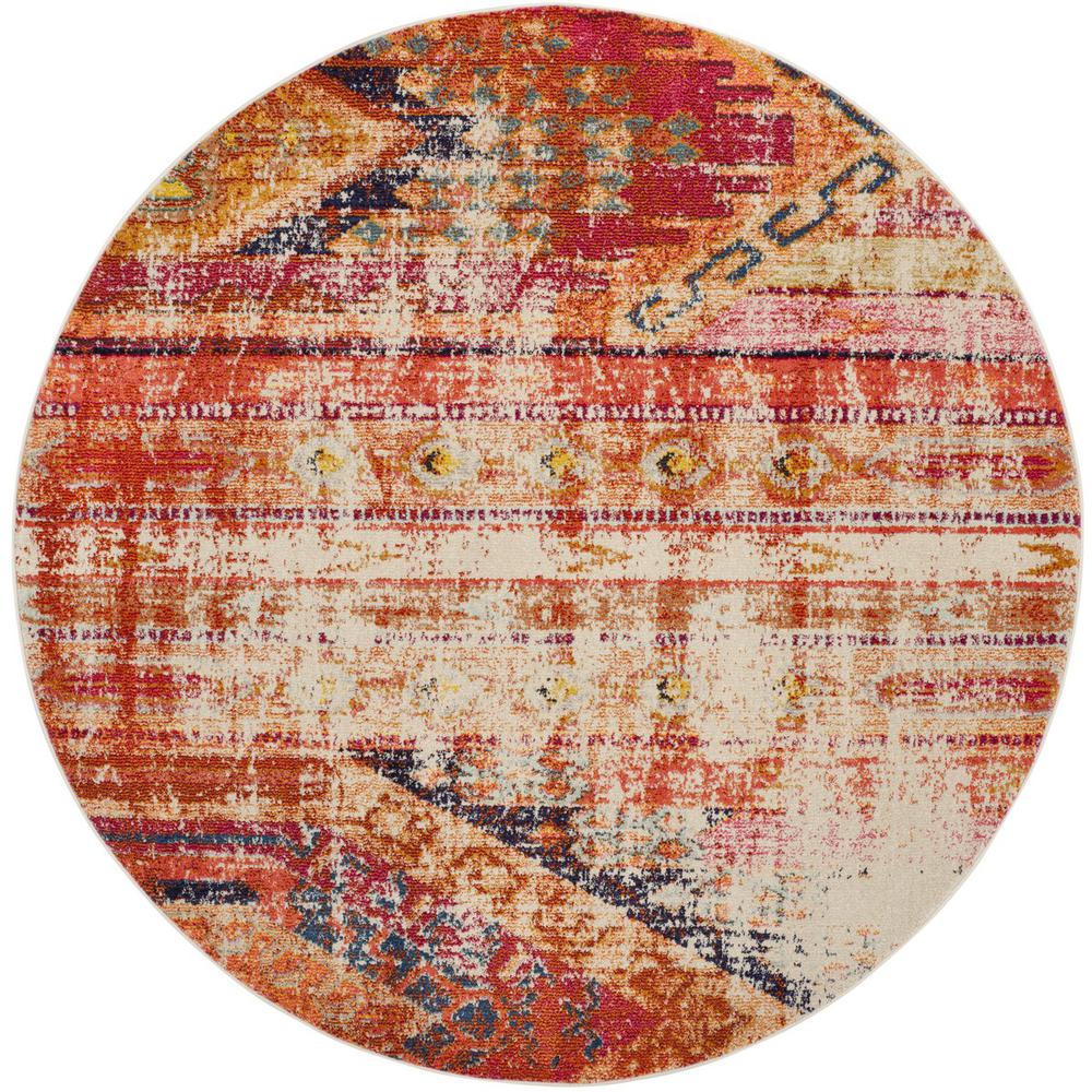 MONACO, ORANGE / MULTI, 6'-7" X 6'-7" Round, Area Rug, MNC222H-7R. Picture 1