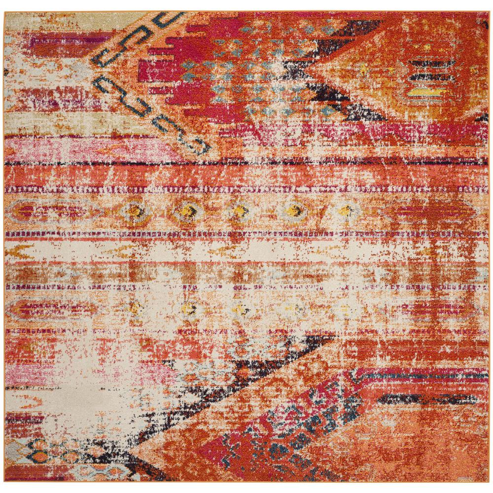 MONACO, ORANGE / MULTI, 6'-7" X 6'-7" Square, Area Rug, MNC222H-7SQ. Picture 1