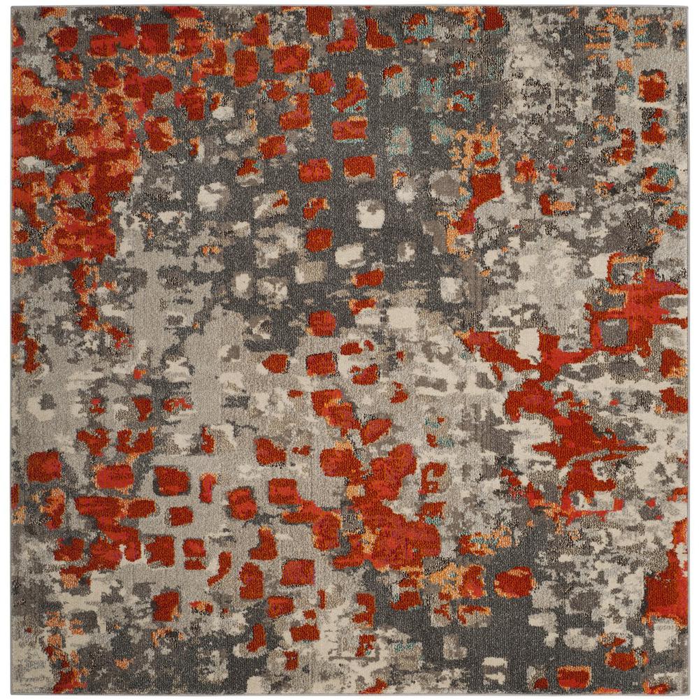 MONACO, GREY / ORANGE, 6'-7" X 6'-7" Square, Area Rug. Picture 1